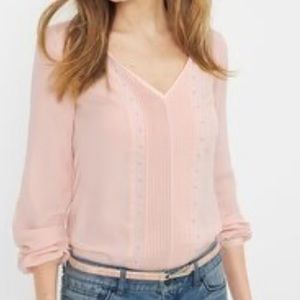 White House Black Market light pink pullover blouse.
